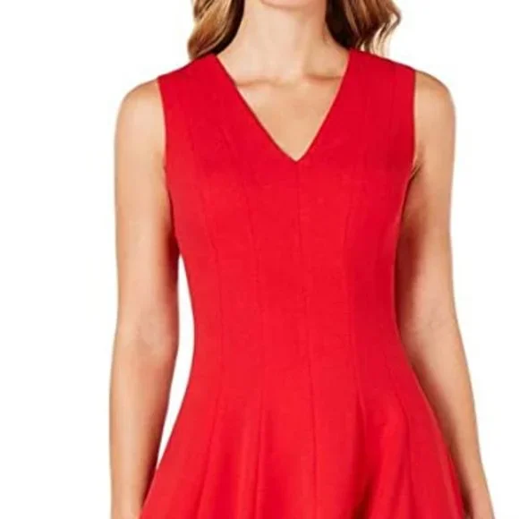 calvin klein red cocktail dress Calvin Klein Red Cocktail Dress Petite Solid Weight Material